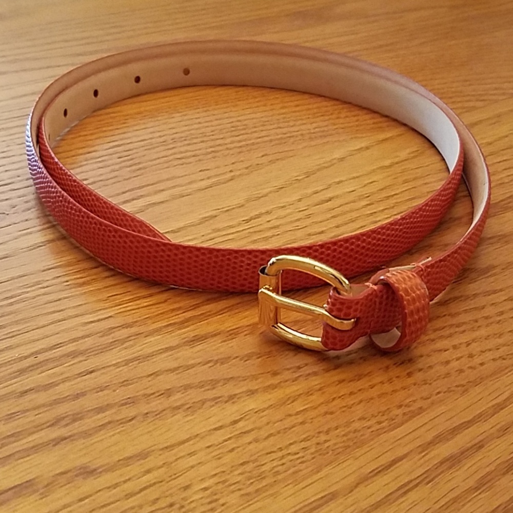 Talbots 1/2 in skinny orange leather belt